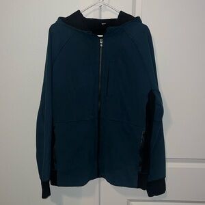 Lululemon Jacket Mens XL Blue Black Hooded Heavy Cotton Stretch